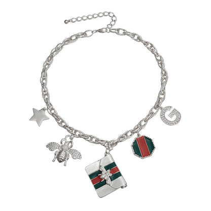 Silver Red and Green Designer Charm Chain