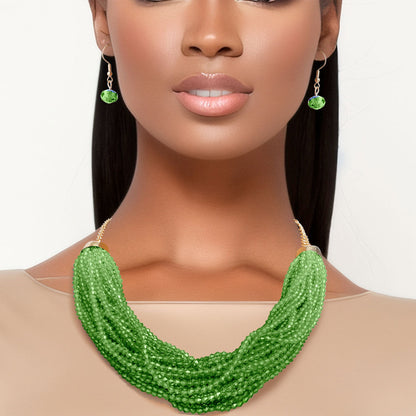 34 Strand Green Bead Necklace