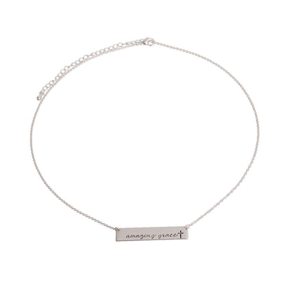 Silver Amazing Grace Plate Necklace