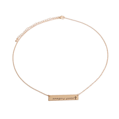 Gold Amazing Grace Plate Necklace