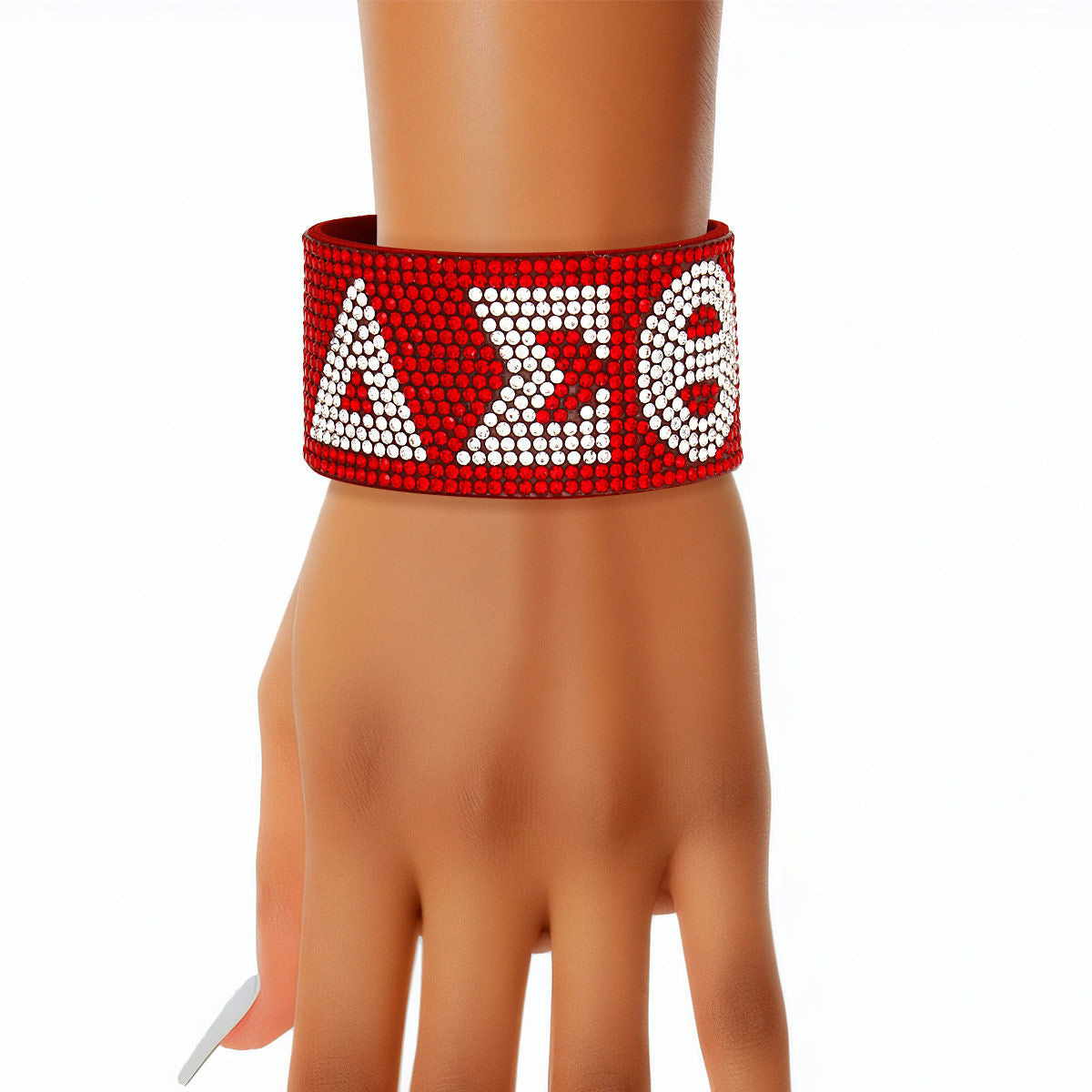 DST Sorority Red Rhinestone Magnetic Bracelet