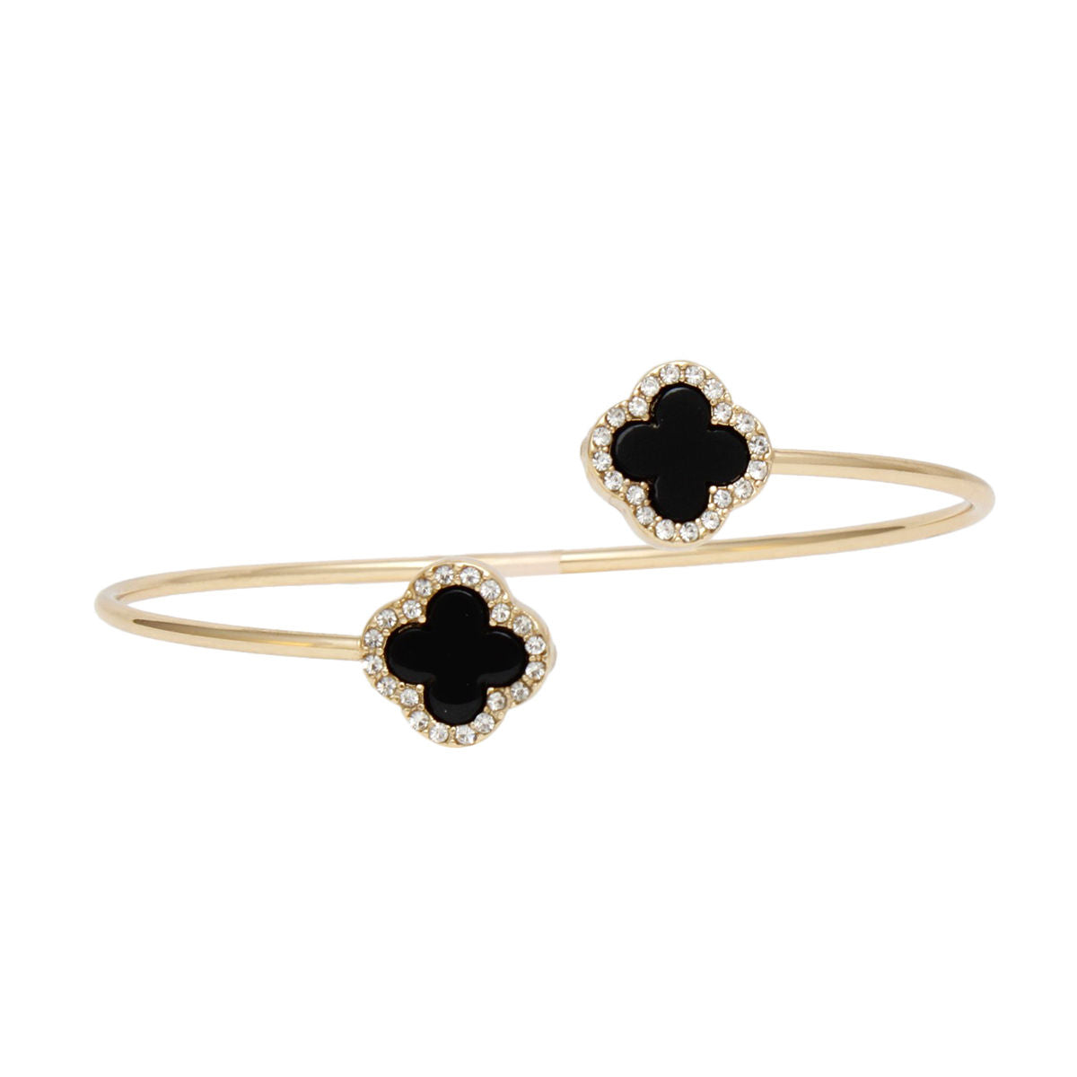 Bangle Gold Black Clover Pave Bracelet for Women