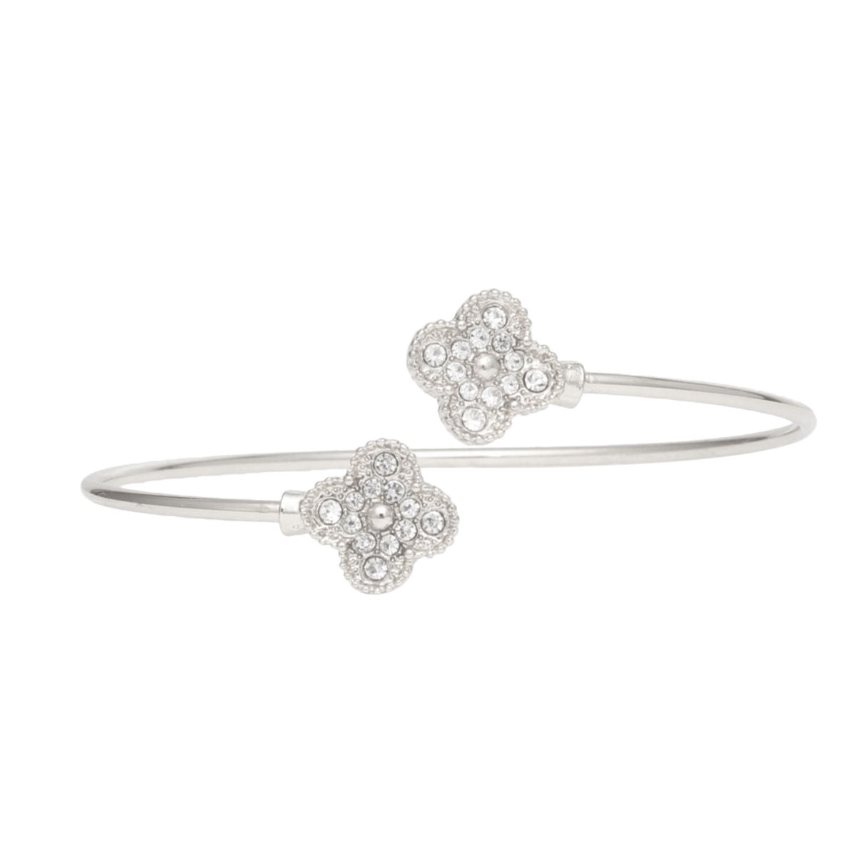 Bangle Silver Pave Quatrefoil Clover Bracelet