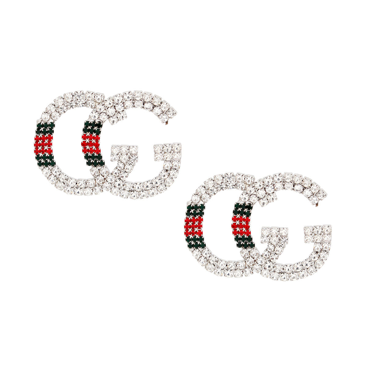 Studs Silver Italian Luxe Red Green Stripe Earring