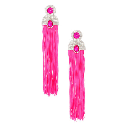 Tassel Fuchsia Long Vintage Glam Earrings Women