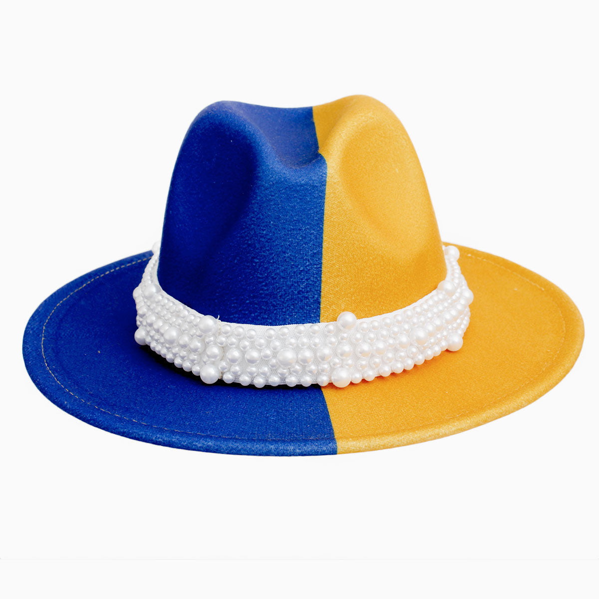 SGRHO Sorority Gold Blue Fedora Pearl Band Hat