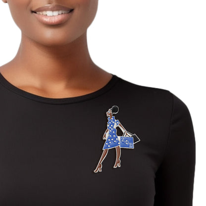 ZPB Sorority Glam Gal Shopping Brooch for Women