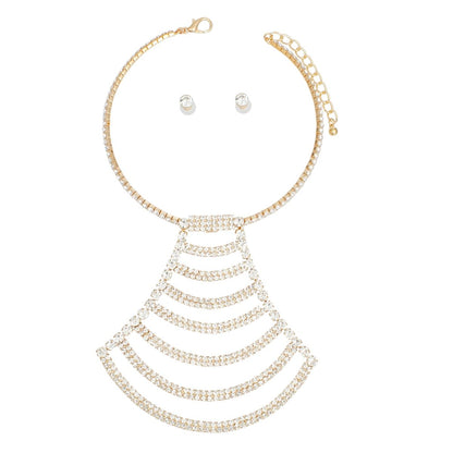 Choker Gold Pave Draped Pendant Set for Women