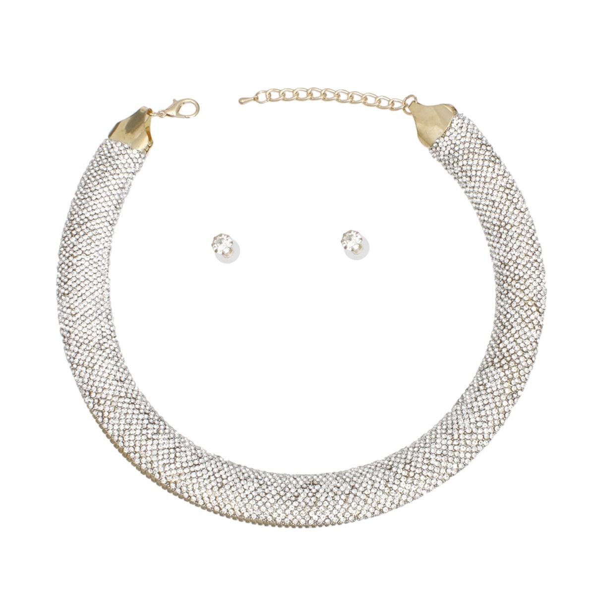 Collar Pave Clear Stone Torque Necklace for Women