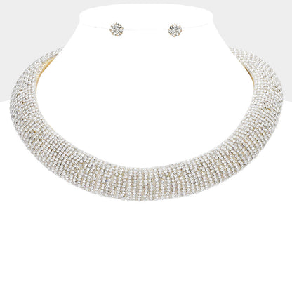 Collar Gold Pearl Stone Torque Necklace for Women