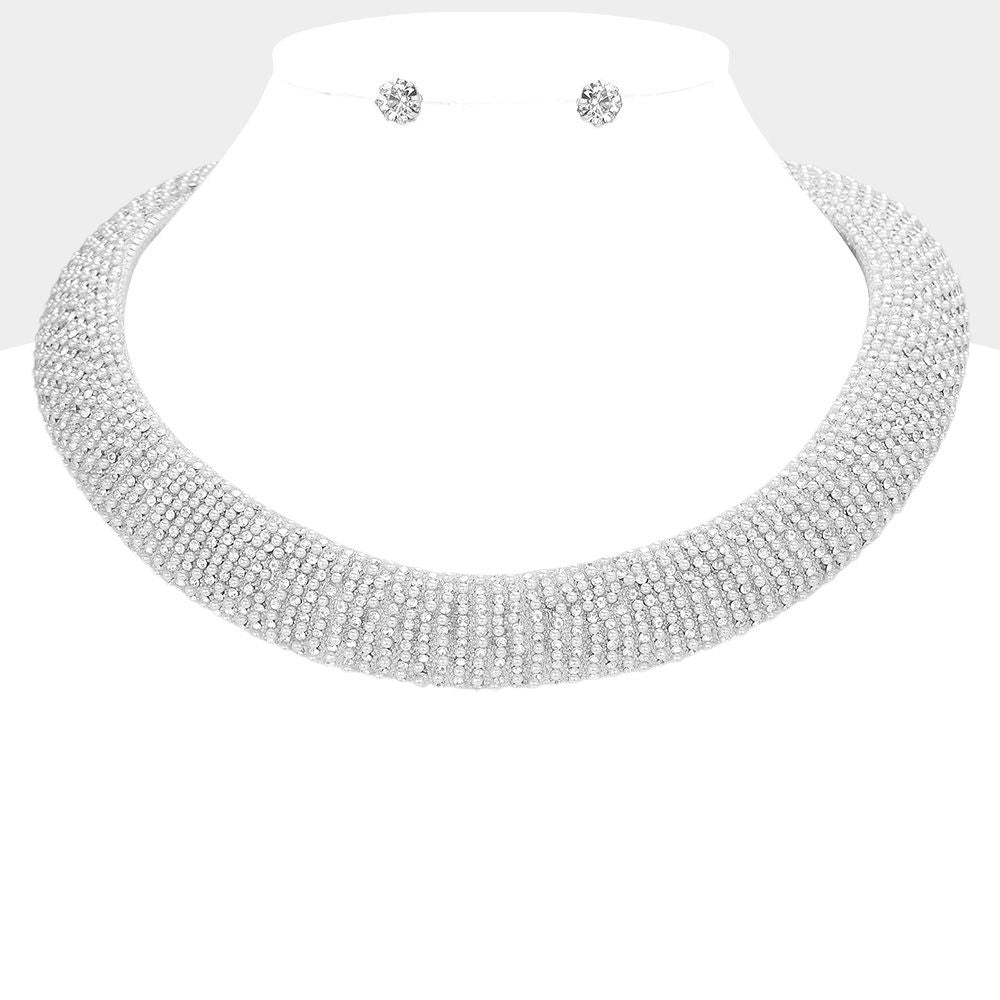 Collar Silver Pearl Stone Torque Necklace Women