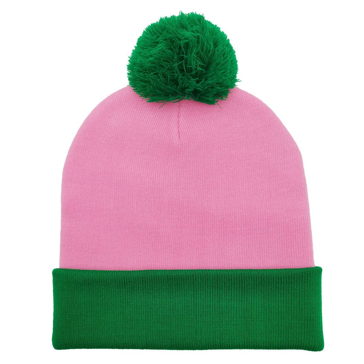 AKA Pink with Green Cuff Beanie