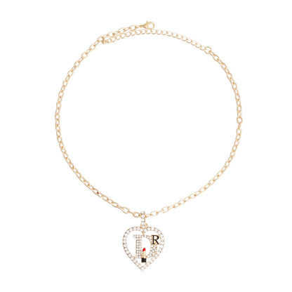 Gold Designer D Heart Necklace