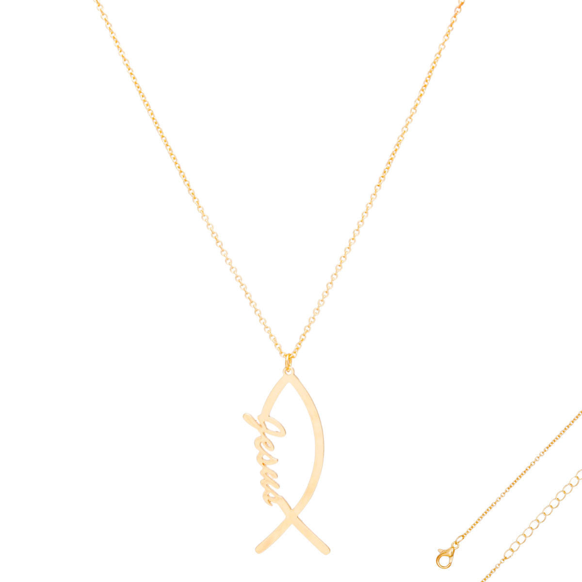 Necklace Jesus Fish Pendant Gold Chain for Women