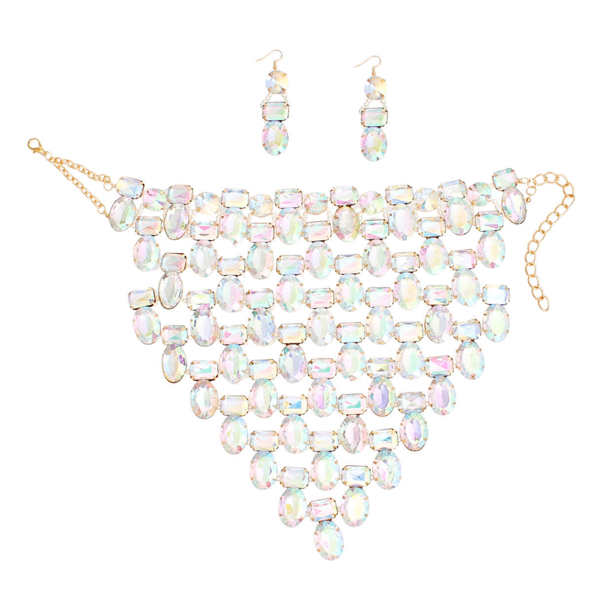 Necklace Opulent Jeweled Aurbo Pointed Bib Set